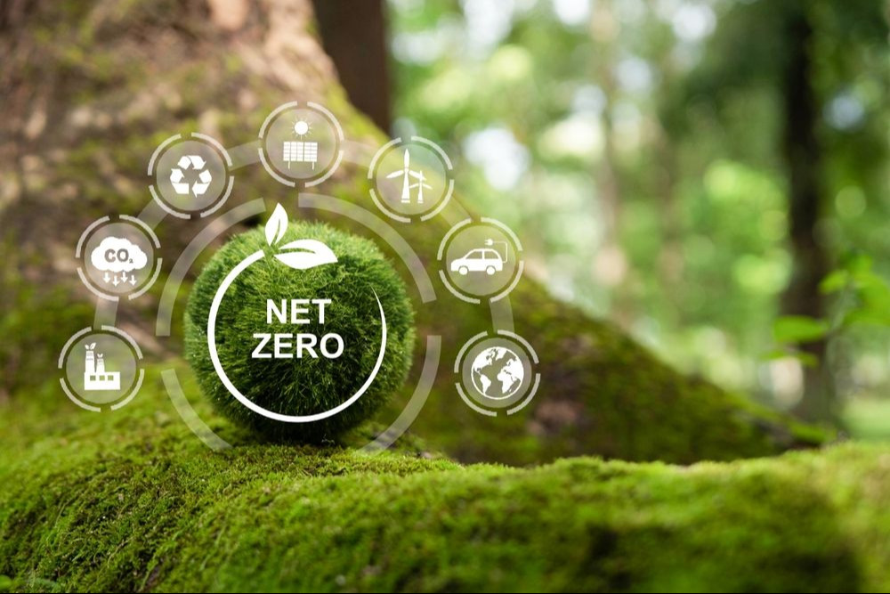 Net zero and carbon neutral concept. Net zero greenhouse gas emissions target. Climate neutral long term strategy Net zero and carbon neutral concept. Net zero greenhouse gas emissions target. Climate neutral long term strategy
