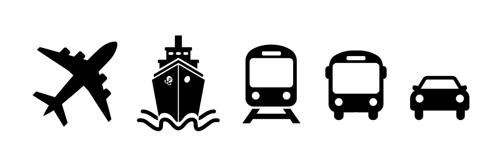 Transport icon set airplane, ship or ferry, train, public bus, auto, bike symbols in flat style. Transport icon set airplane, ship or ferry, train, public bus, auto, bike symbols in flat style.